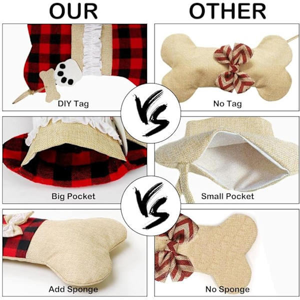 Lemmikkikoiran joululahjasukat, 2 kpl, Buffalo Plaid joulu, ZQKLA