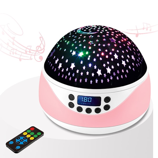 Stjernehimmel-projektor med timer og musikk, rosa, fjernkontroll, ZQKLA