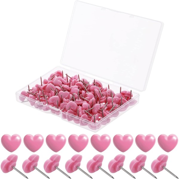 100 st dekorativa stift plast rosa hjärtformade stift för Co, ZQKLA