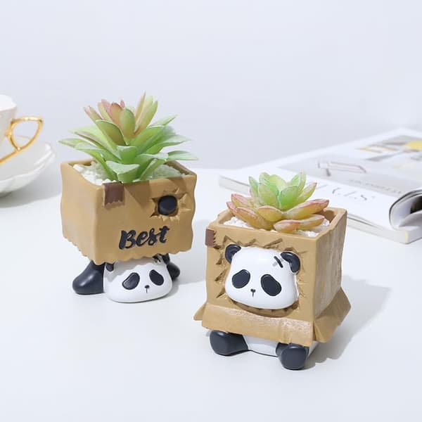 Panda Suckulentkrukor med Dränering Kreativa Växter Blomkruka Ani