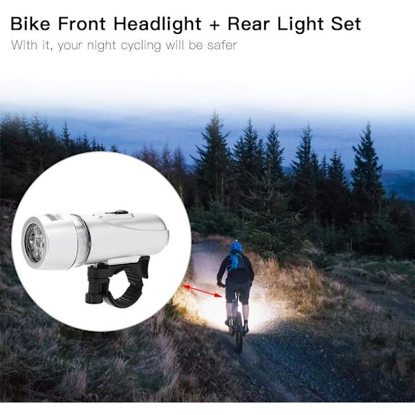 Vanntett 5 LED Sykkel Frontlykt + Baklys, ZQKLA