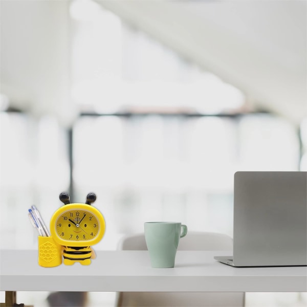 Vækkeur til børn, Cartoon Cute Bee Pen Holder Vækkeur, Skrivebord