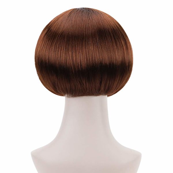 Brun kort bob parykk for cosplay - syntetisk kostyme for kvinner, ZQKLA