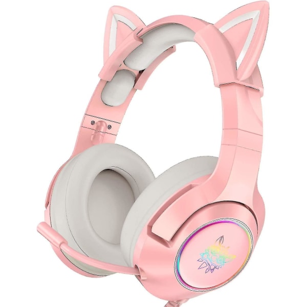 K9 Cat Ear Headset Xbox Onelle, Ps4:lle, Ps5:lle, PC:lle (vaaleanpunainen)