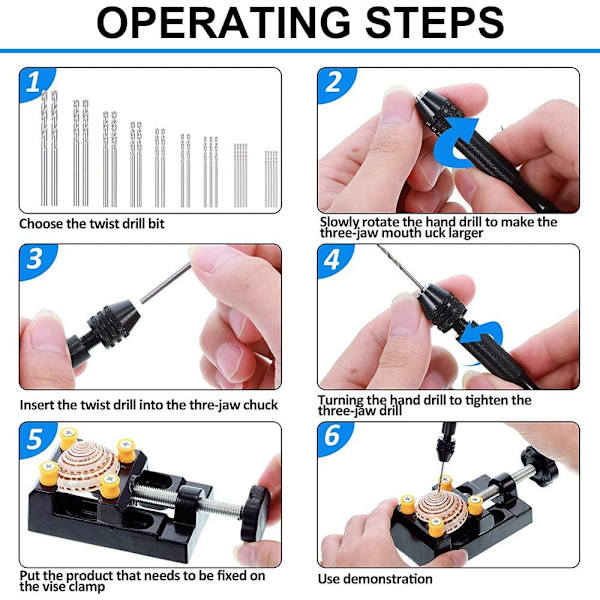 37 Dele Mini Håndmodellering Bor, Præcisions Pin Vise Aluminium, ZQKLA