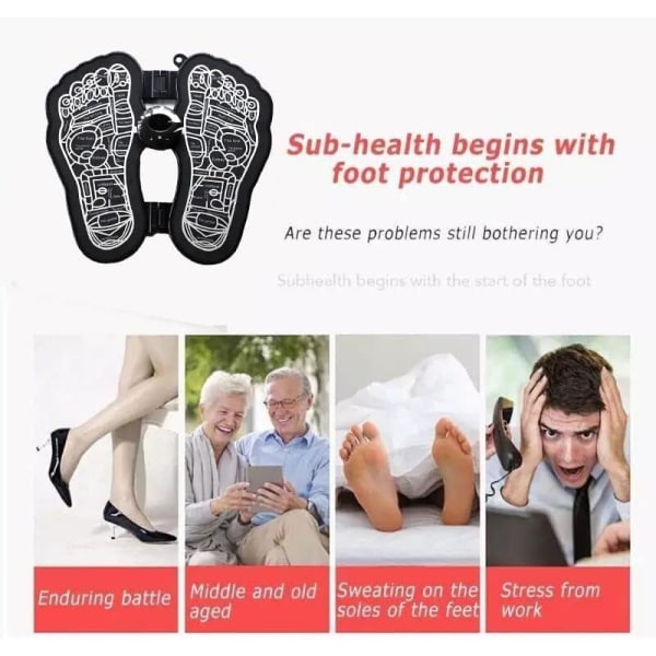 Elektrisk fodmassager (sort) Fodstimulator Massager USB F,ZQKLA