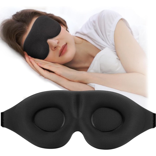 3D-sovmask för sidosovare, 100 % ljusblockerande sovögonmask, unisex, med justerbara remmar