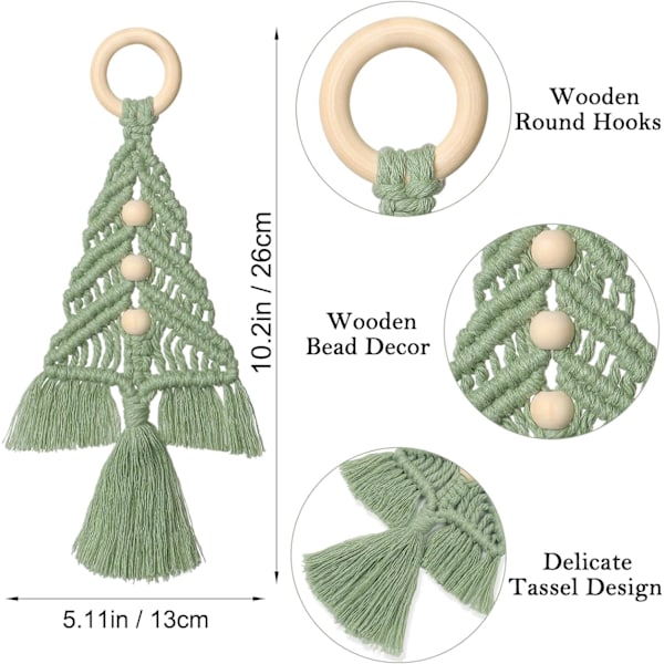 Set med 3 Macrame Hängande Julgranssatser i Macrame Vägg Cotto