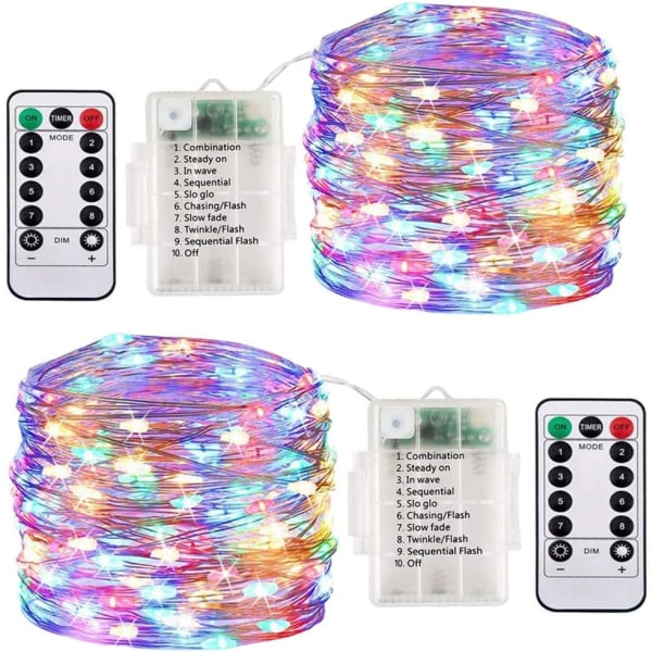 Batteridrivna Fe-Ljus, [2-pack] 20M 200 LED Vattentäta, ZQKLA