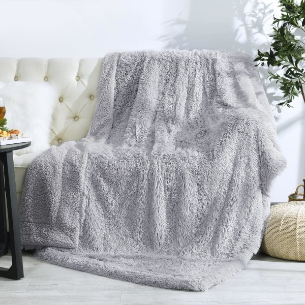 Supermyk Langpels Plysj Fake Pels Teppe, Fuzzy Throw Blan,ZQKLA