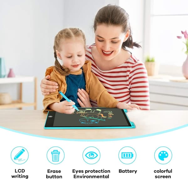 Skrivetablet 12 Tommer Farverig Tegnetablet til Børn, 4~12 Legetøj