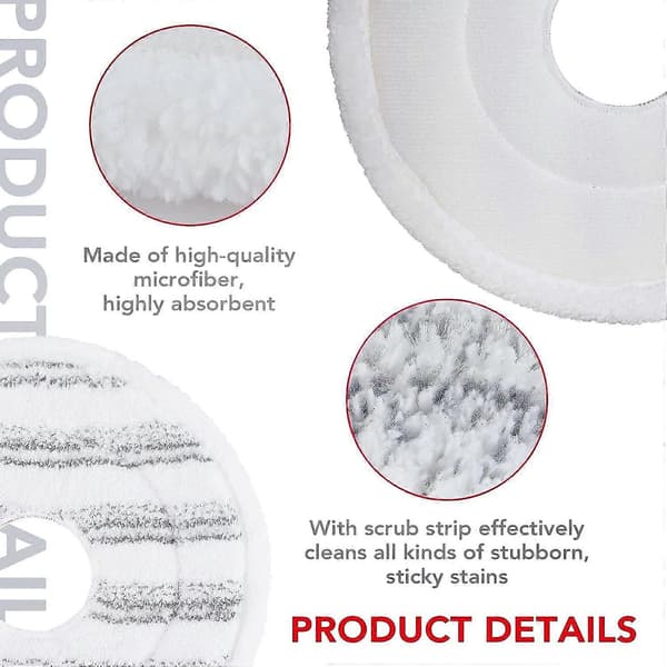 3 stk. moppefylling for Vileda Spin and Clean Mopp - Erstatning for spinmoppehode - Vaskbart og gjenbrukbart mikrofibermoppehode R