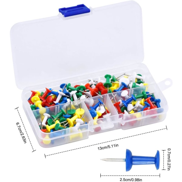 200 st Multifärgade Dekorativa Push Pins, 5 Färger Plast Huvud P