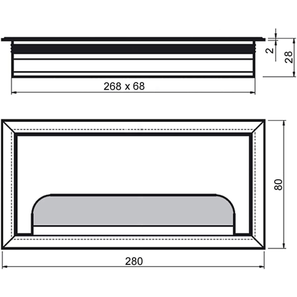 Kabelpassasjedeksel rektangulær ledning 80x 280 mm for innfelt, ZQKLA