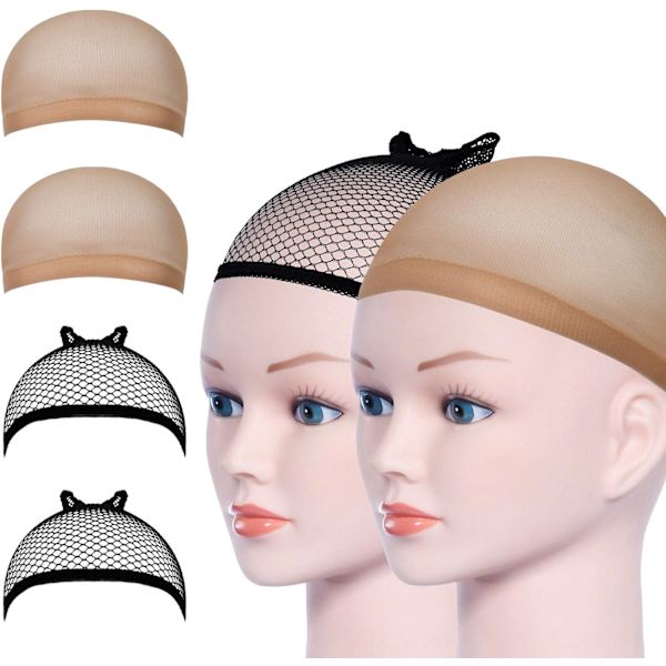 4 kpl Peruukkipipoa, Nylon Peruukkipipo Unisex Huppu, Peruukkipiilot ZQKLA