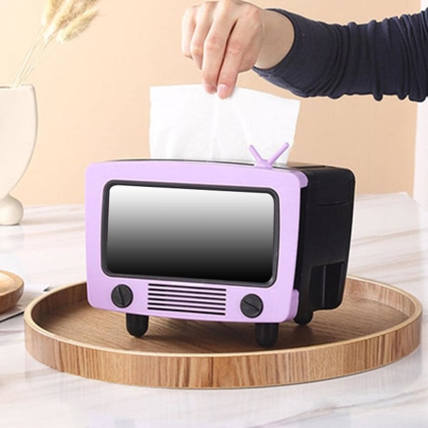Retro Vævsdispenser til TV, med Mobiltelefonholder, fra ZQKLA