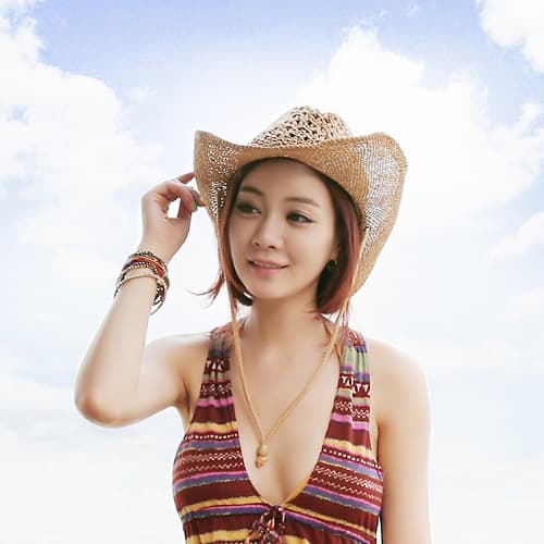 Cowboyhatt i halm, formbare, bred brem, solbeskyttelse, voksne, størrelse S