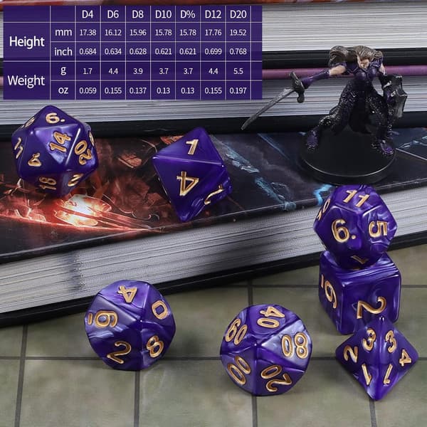 DND Polyedrisk Terning Sett med Terningpose for Dungeons and Drago, ZQKLA