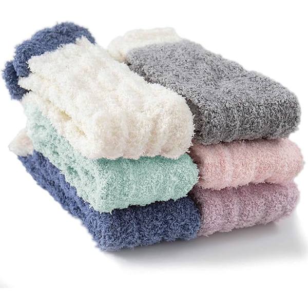 6 Par Fuzzy Strumpor för Kvinnor, Varma Mjuka Fluffiga Strumpor Vinter, ZQKLA