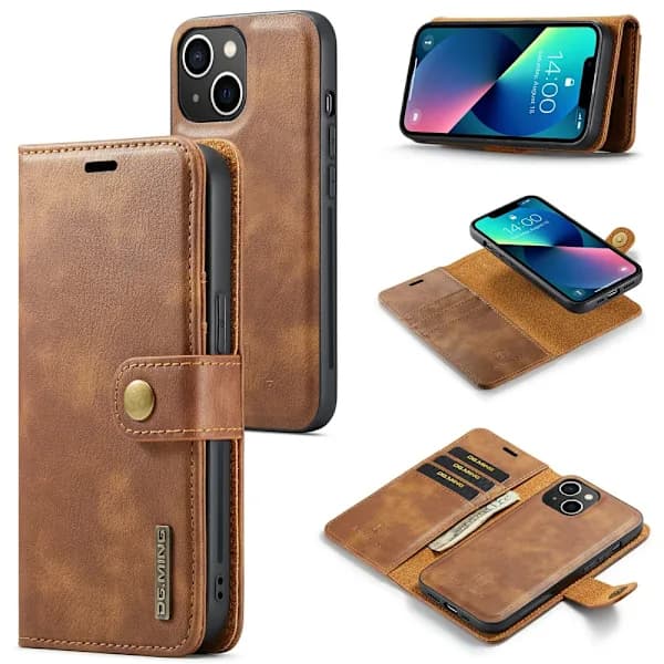 DG MING iPhone 15 2-i-1 Magnetisk Pung Etui - Brun Brun,su