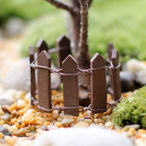 Miniatyr Fairy Garden staket prydnad trä staket piket Mi,ZQKLA