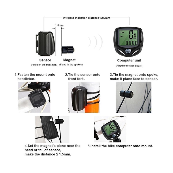 Cykel Trådløs Vandtæt Magnet Sensor Cykel Speedometer Digital Kilometertæller Multifunktionel Cykel