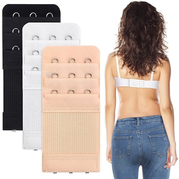 3-pack BH-förlängare för kvinnor, 3 krokar, 3 rader, dam BH-förlängare B