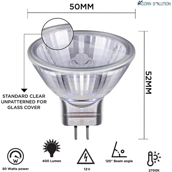 Halogenlampe MR16 12V 35W, 50W GU5.3 tosidig pin skinnelys spotlight lavspenning dimbar, 2183 JAZY 35W