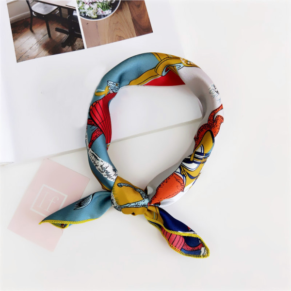 Silk Feeling Scarf Medium Square Satin Hodeskjerf for kvinner ,ZQKLA