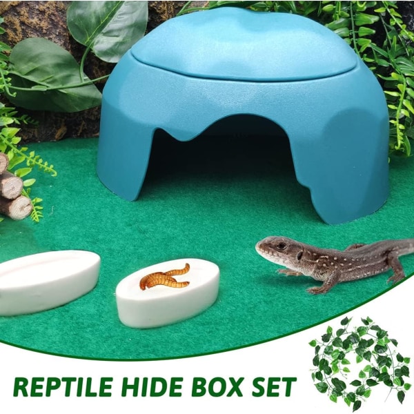 Reptil Hide Box Gecko Hideout Cave med vask luftfugter Liz,ZQKLA