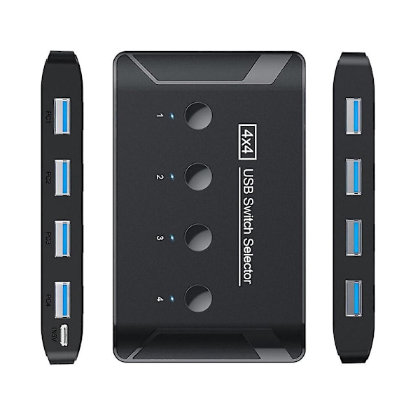 Usb3.0 switch selector switcher 4-port usb automatisk 4-i-4-ud hub delt switcher til printer tastatur mus