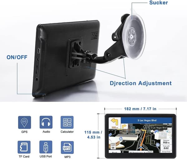 7 Tommer Touch Screen Bil Lastbil GPS Navigation Navigator Sat 8, ZQKLA