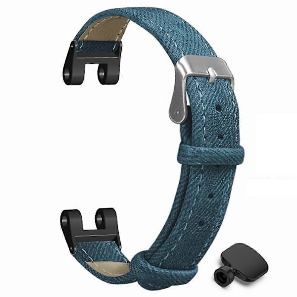Til Garmin Lily Urrem Denim Tekstur PU Læder Justerbar Rem - Blå Blue