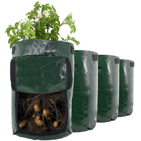 4-pack 10-gallon Potatisodlingsväskor Gröna Polyeten Trädgård, ZQKLA