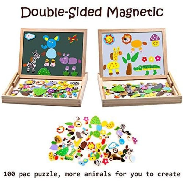 100 Bitar Magnetiska Träpussel, Magnetisk Dubbelsidig B