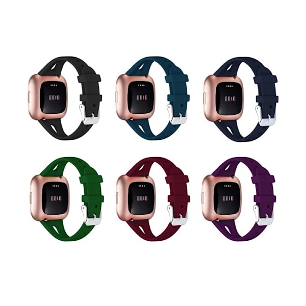 3 Ohutta Ranneketta, Yhteensopiva Fitbit Versa 2 Rannekkeiden/Fitbit Versa/Fitbit Versa Lite/SE kanssa, Silikoninen Vaihtokello Rannekkeet deep purple L