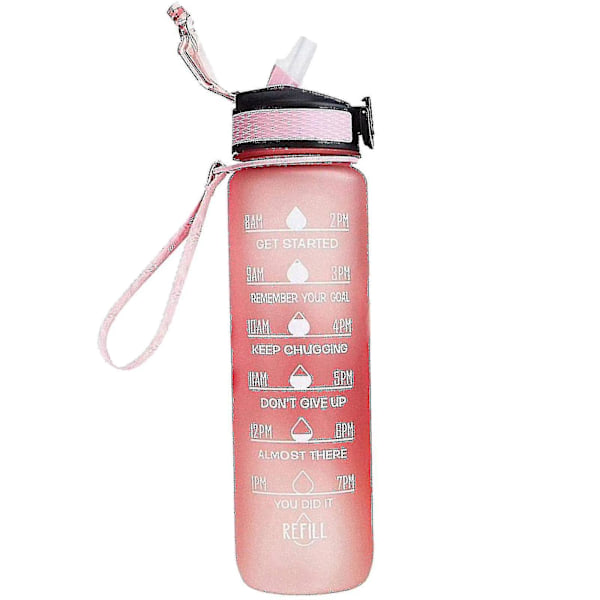 1000ml Motivationsvattenflaska med Tidmarkering, Sportflaska, Gradientfärgad Mugg, Frostad Vattenflaska för Utomhus