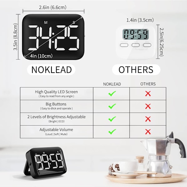 Digital Køkken Timer til Madlavning: Magnetisk Nedtællingstimer, ZQKLA