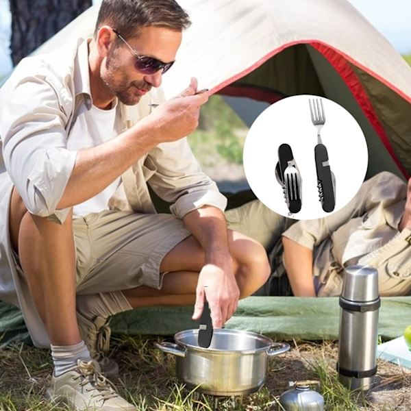 2 stk Foldbart Bestik Camping Multifunktionelt Rustfrit Stål, ZQKLA