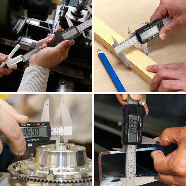 Digitaalinen työntötulkki Caliper 150mm ruostumaton teräs suuri LCD-näyttö, ZQKLA