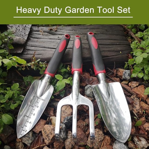 Hageverktøy, tre stykker aluminiumstøpt Heavy Duty Gardeni