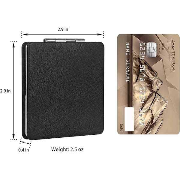 Kompakt Sminkspegel för Ficka Handväska Clutch, 1x/2x Förstoring, ZQKLA