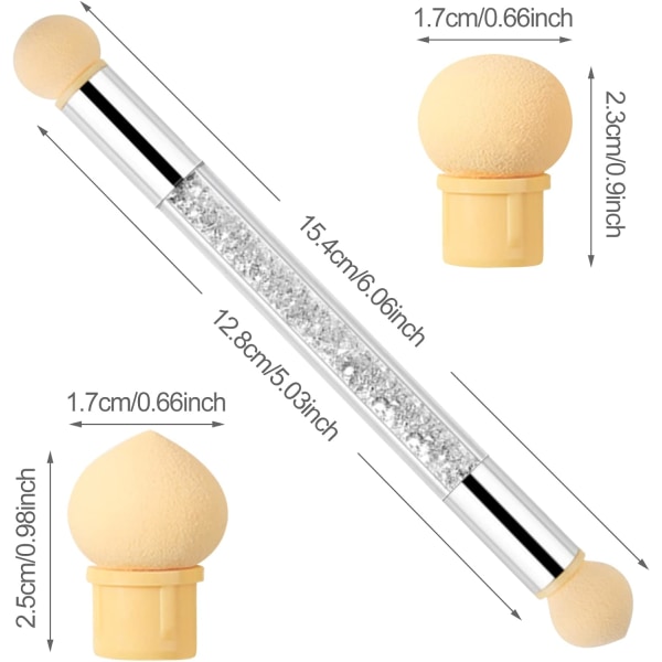 Nail Art Sponge Brush, (White) Double Head Sponge Brush, with 4 R