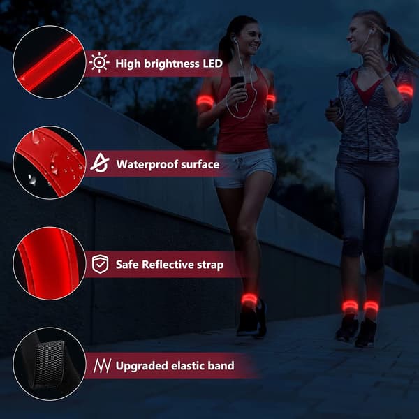 2 stk. Ladbare LED Lysende Armbånd, LED Refleks Løping, ZQKLA