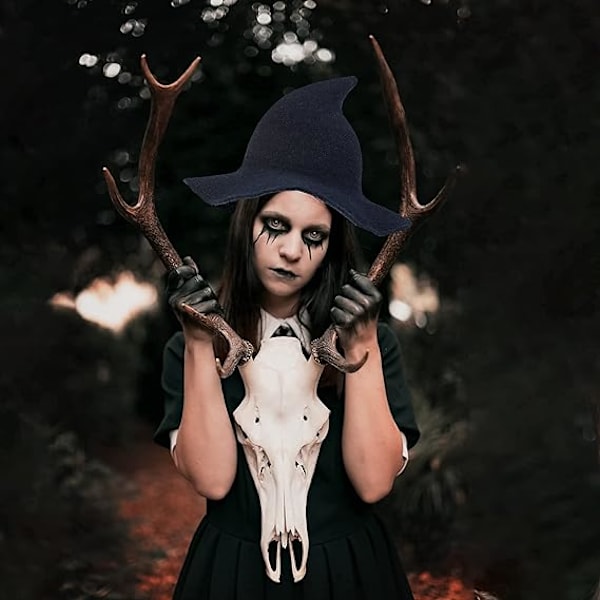 Häxhatt för kvinnor Modern stickad ullhatt för Halloween, ZQKLA