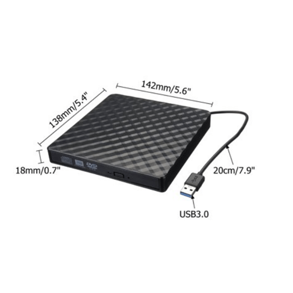 Ekstern CD-stasjon USB 3.0 Bærbar CD DVD +/-RW Stasjon DVD/CD, ZQKLA
