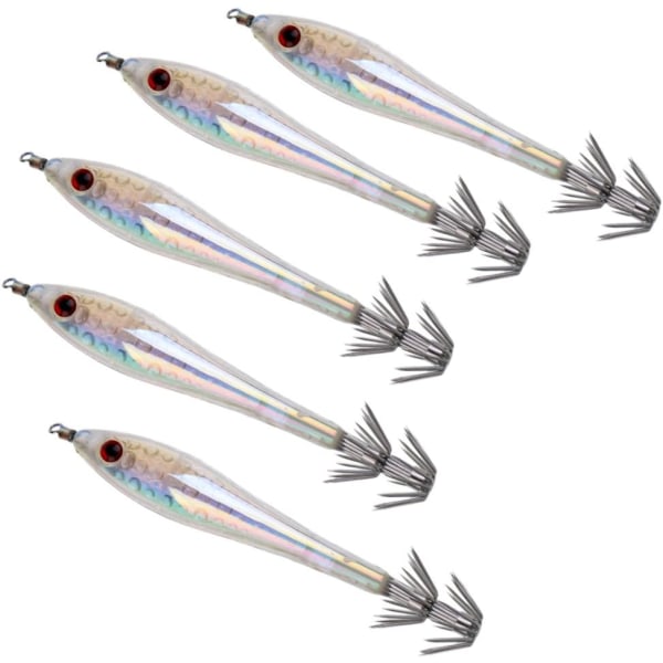 5 stk Jigs Hard Fishing Lures Blekksprut Jigs Hvit, 9,5 cm Luminou, ZQKLA