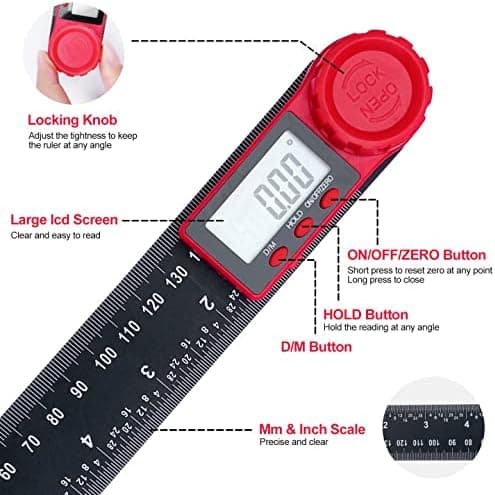Digital Vinkelmåler 0-360° Digital Inklinometer Rustfritt Stål S,ZQKLA