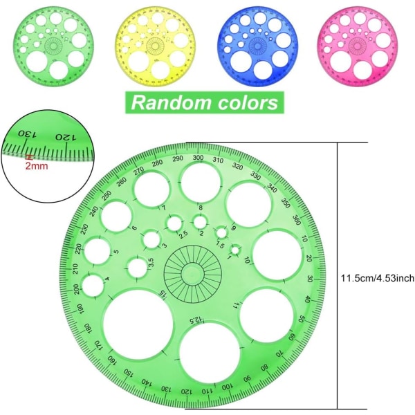 Plastik Matematik Vinkelmålere 360 Grader Cirkel Trigonometri Pr,ZQKLA