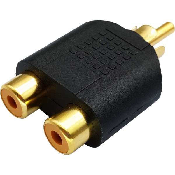 Splitter Adapter, Gullbelagt 1 RCA Hann til 2 RCA Hunn Ja,ZQKLA